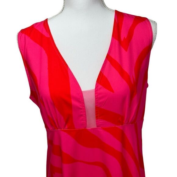 Women Sleeveless Printed Sundress Dress Womens Vacation Deep V Ball Gown Size M - Picture 3 of 11